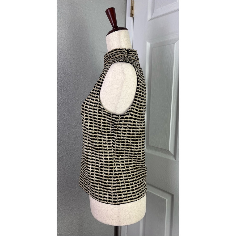 ST.JOHN Vintage Gold & Black Sleeveless Blouse - Picture 3 of 7